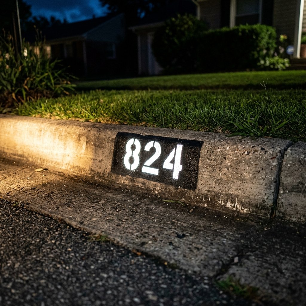 Reflective curb at night